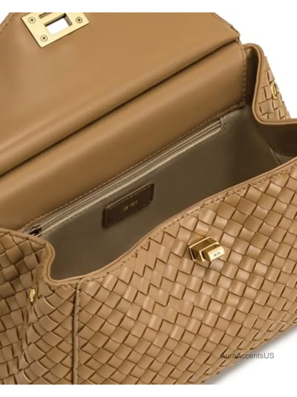 Vegan Leather Top Handle Satchel Bag with Gold Hardware